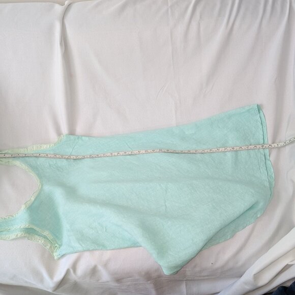 Meo Meli Italian Linen Bias Ruffle Mint Blue Dress Size M - Picture 12 of 15